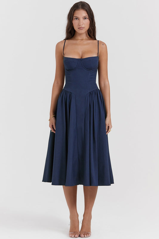 Solène - Korsett-Midikleid aus Twill