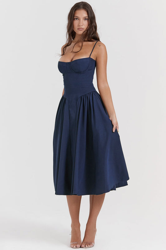 Solène - Korsett-Midikleid aus Twill