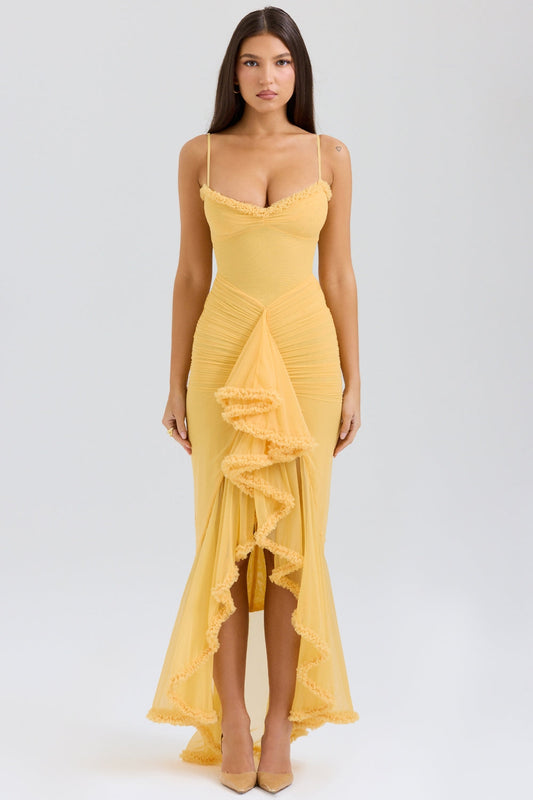 Marisse - Maxikleid aus gerafftem Mesh