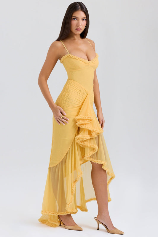 Marisse - Maxikleid aus gerafftem Mesh